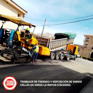 fresado y reposición de varias calles en Zarza la Mayor